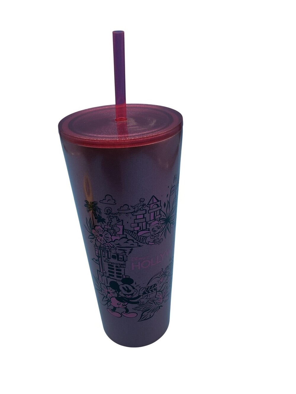 Starbucks Disney Hollywood Studios Tumbler Travel Pink Stainless Steel Straw Lid